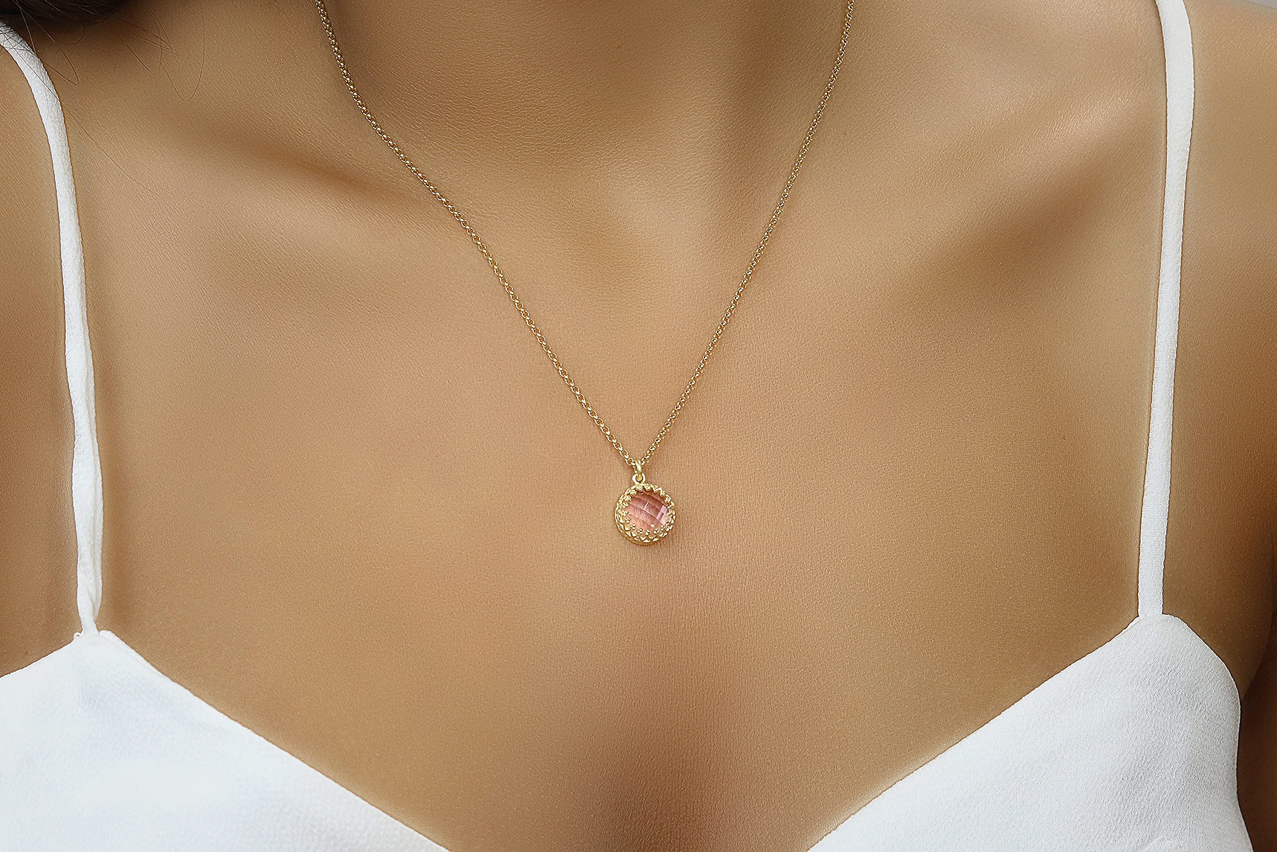 Precioso Collar de Cuarzo Rosa - Pequeño Collar Colgante de Cristal - Collares de Capas Intrincadas, Collares Delicados Hechos a Mano para Mujeres - Material y Longitud Personalizados