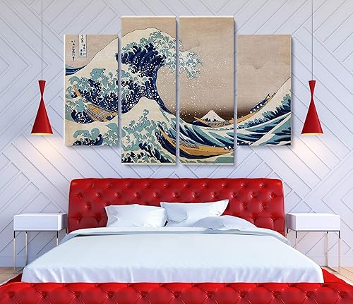 Miniatura 6 de Lienzo decorativo para pared, diseño de The Great Wave Off Kanagawa, varios tamaños (36 pulgadas de largo x 24 pulgadas de ancho)