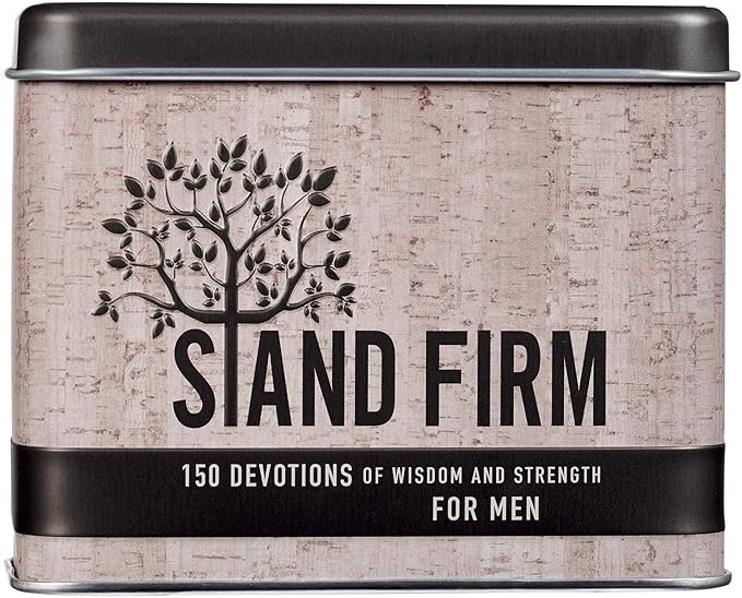 Christian Art Gifts Scripture Verse Prayer Devotional Cards for Men, Dad, and Teens: Stand Firm Set of 150 Inspirational Bible Verse Classic Devotions, 75 Double-Sided Cards in Sturdy Storage Tin Box