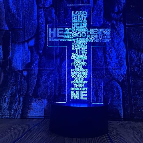 Miniatura 1 de Lámpara de mesa con luz LED 3D con cruz de Cristo Jesús con control remoto, 7 colores, luz nocturna del Señor, cumpleaños, Navidad, Pascua, regalos
