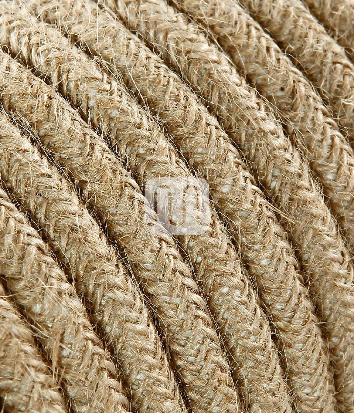 Cavo elettrico tondo rotondo rivestito in tessuto colorato Filato Grezzo Canvas Juta 50 metri 2x0,75 per lampadari, lampade, abat jour, design. Made in Italy!