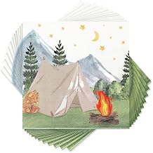 Nefelibata Camp Napkins Camping Birthday Decorations Paper Napkins | 50PCS One Happy Camper Disposable Paper Napkins for Wedding, Bachelorette, Baby Shower, Party, Picnic, Dinner Hand Towels