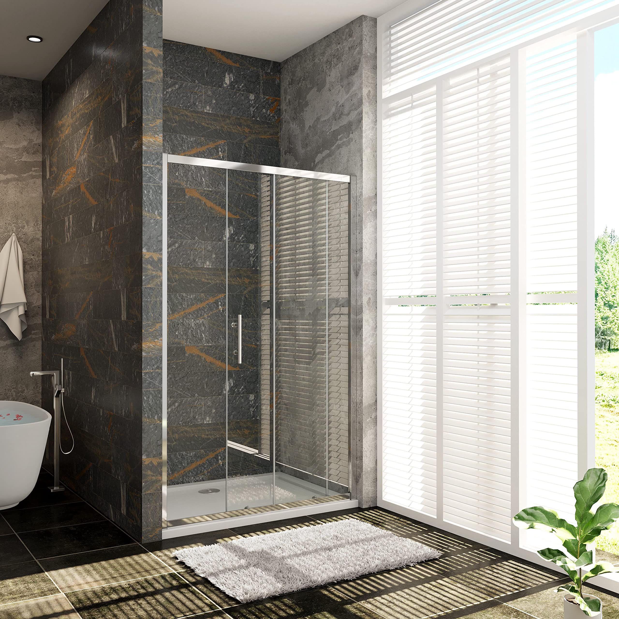 Box Doccia Scorrevole Per Nicchia 100x185cm - Vetro Temperato 5mm Trasparente - Foto 8