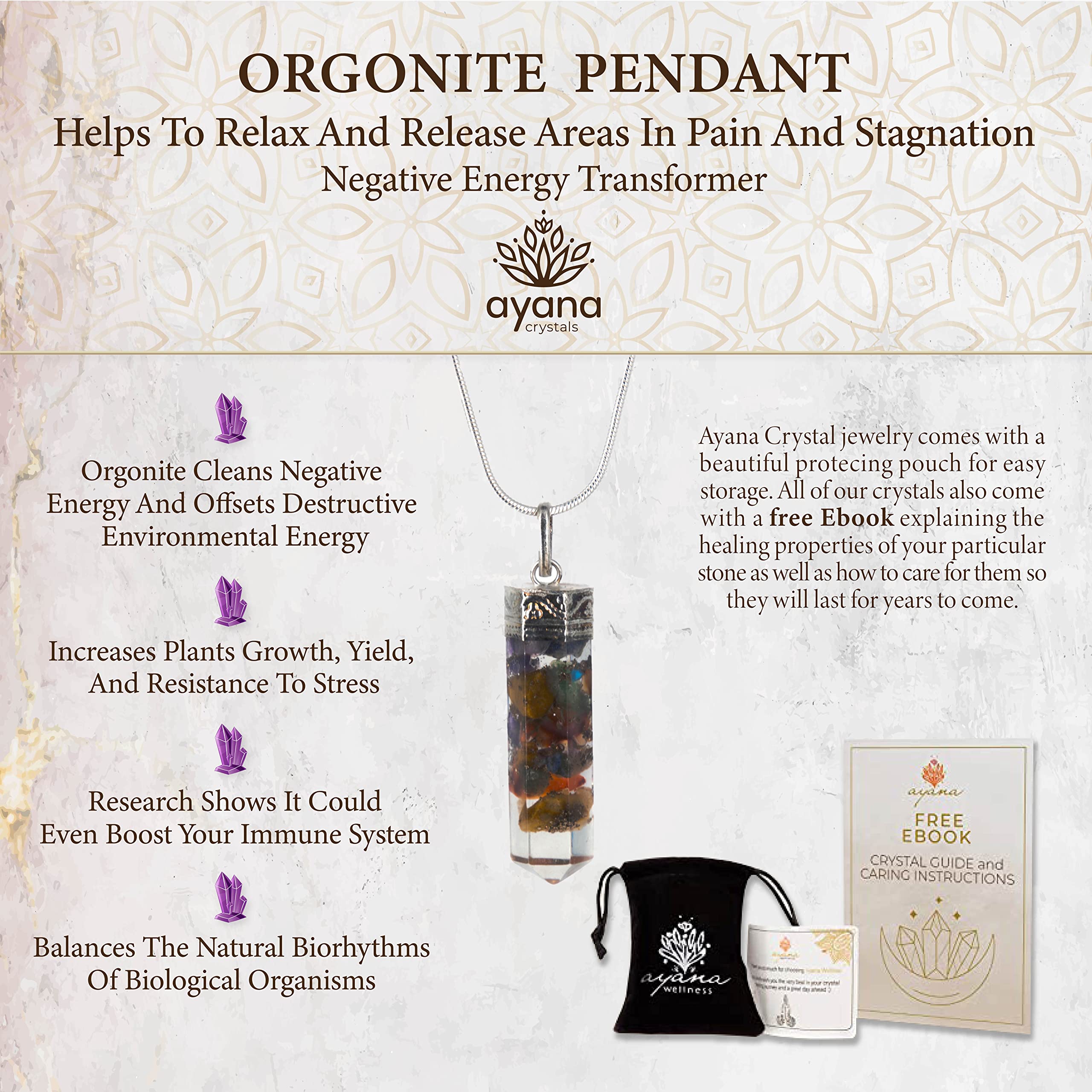 Buy AYANA Piezo Orgonite Hex Bullet Chakra Pendant Necklace 7 Types