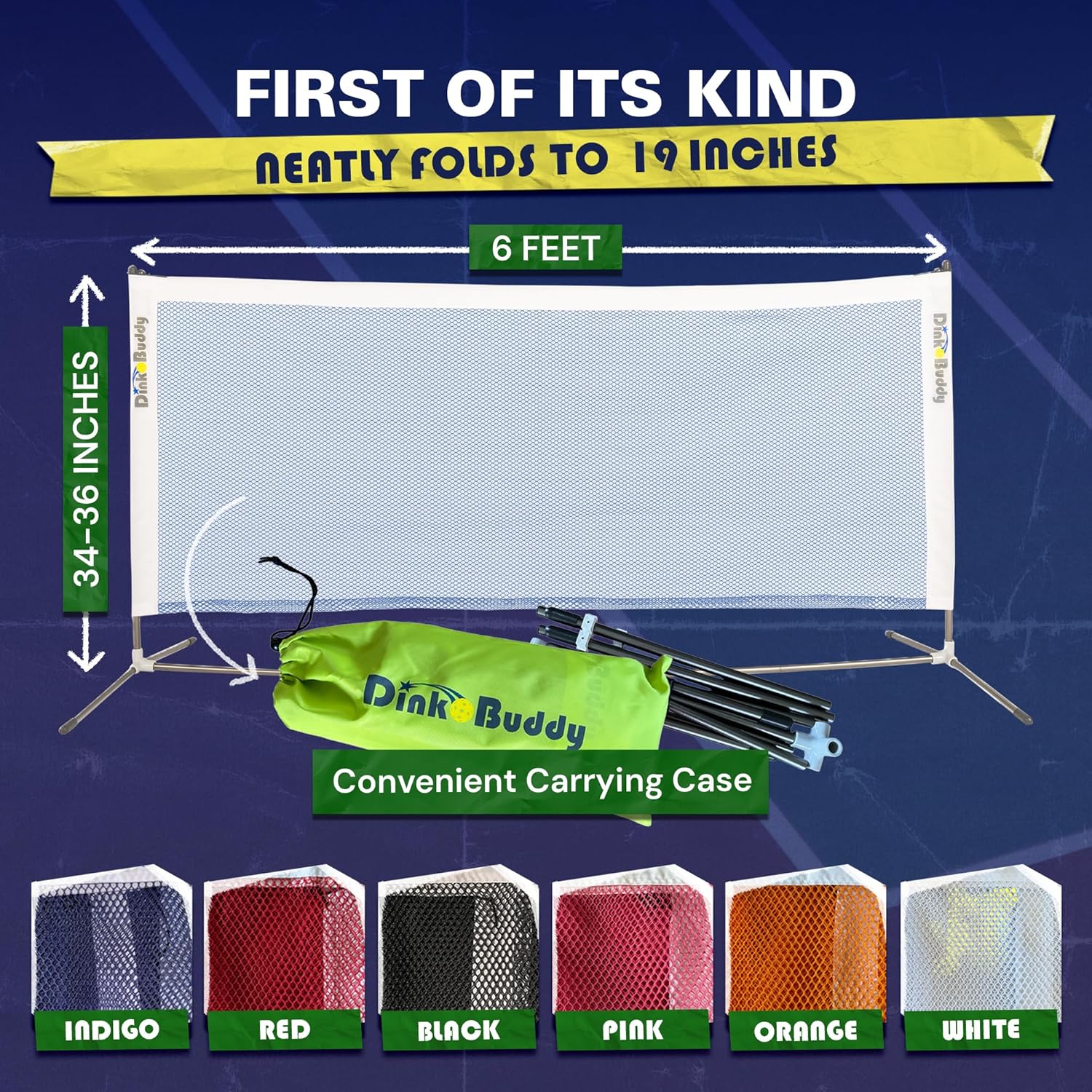 Mini Pickleball Net Set - Ultraportable, Fits in Backpack - 11-ft, 6-ft or 6-ft x 2-Pack Options, or 4-ft for Kids - Pickleball Net Portable Outdoor/Indoor Play - Sports Kit for Women, Men & Kids