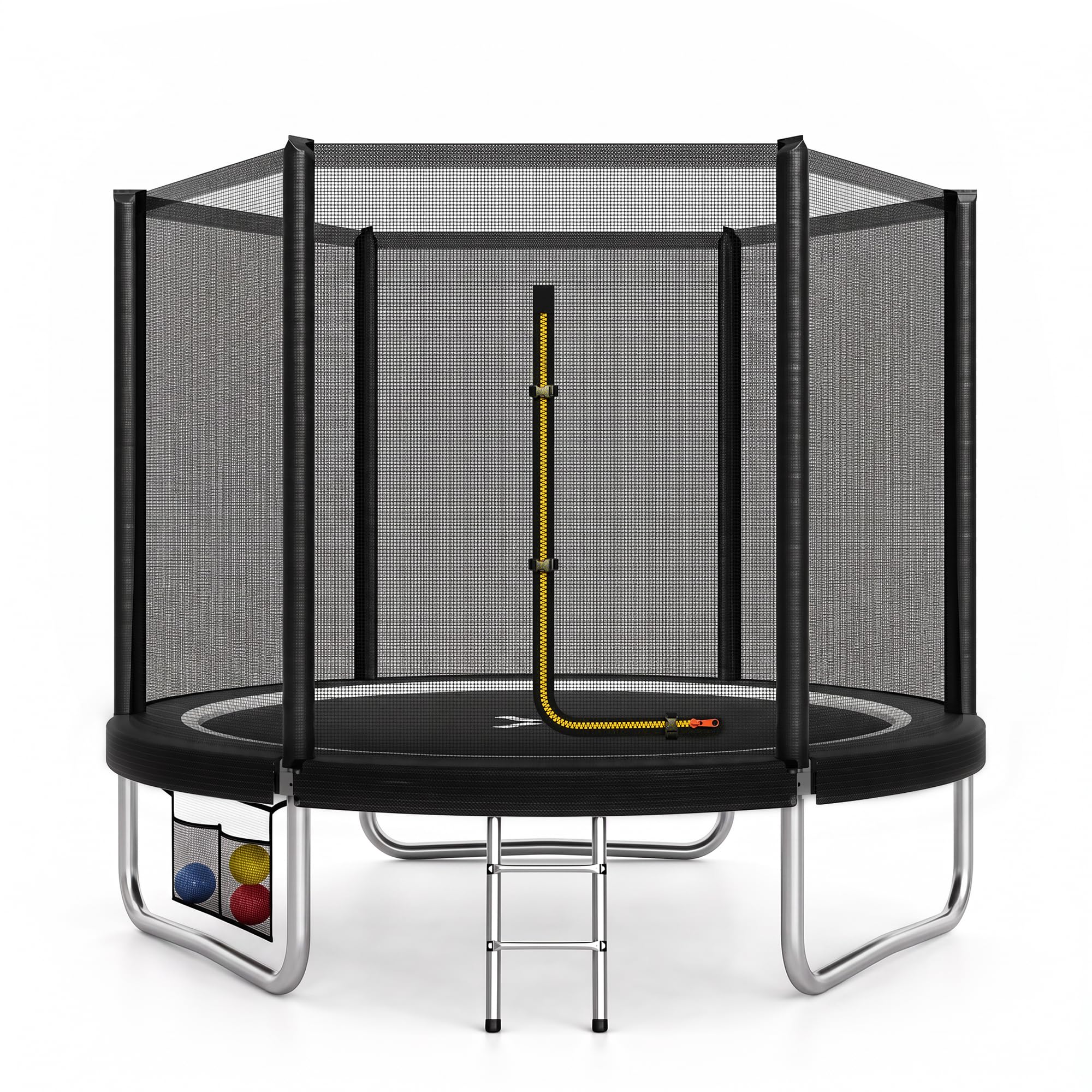 JUMMICO Trampolino Elastico per e Bambini Adulti 183/244/305/366/427 cmTrampolino Rotondo da Giardino Tappeto Elastico da Giardino di Diametro con Rete di Sicurezza, Scala e Barre Imbottite, Esterno