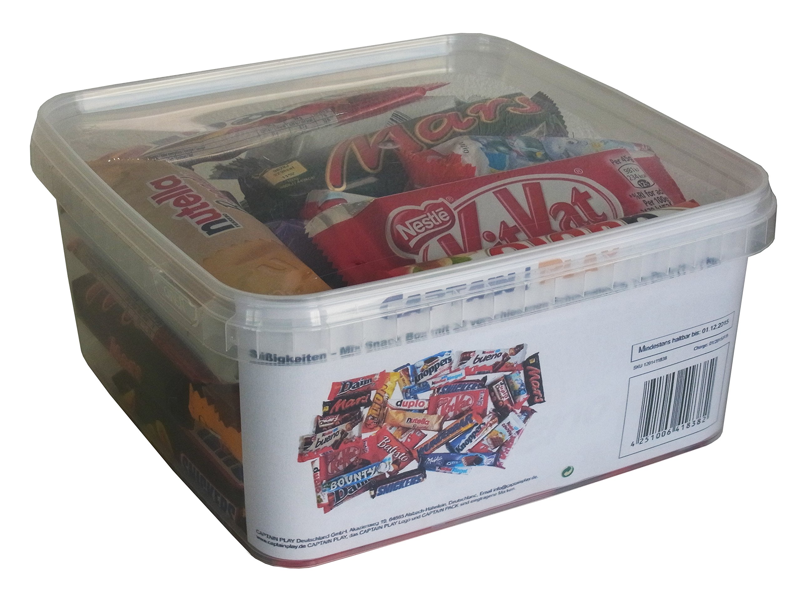 CAPTAIN PLAY Caja Especial Surtido de Barritas de Chocolate – 1 kg, variedades de snacks de chocolate – Oficina, Cumpleaños & Candy Bar