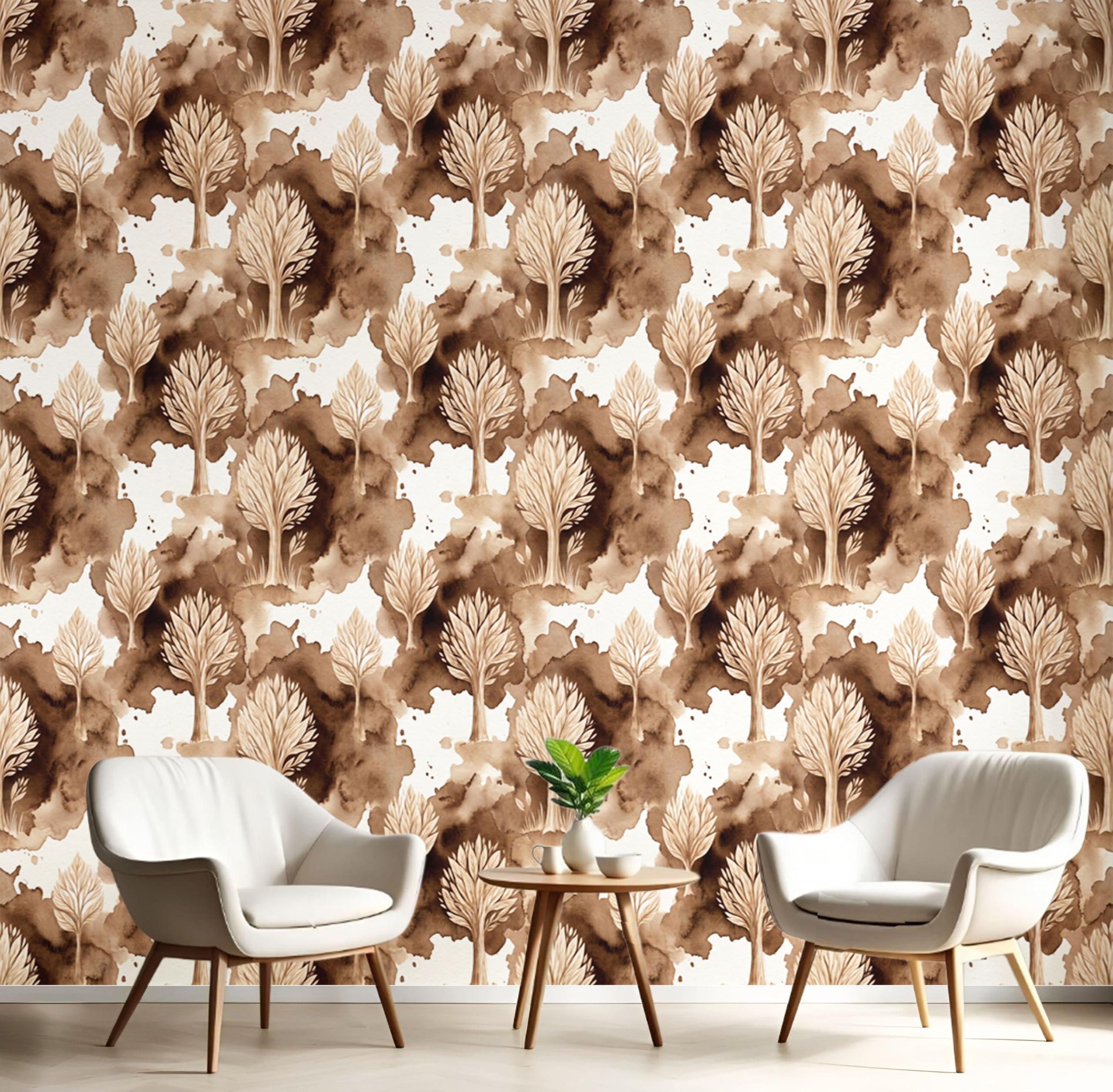 Papier peint forêt aquarelle rétro dans la chambre des enfants et salon