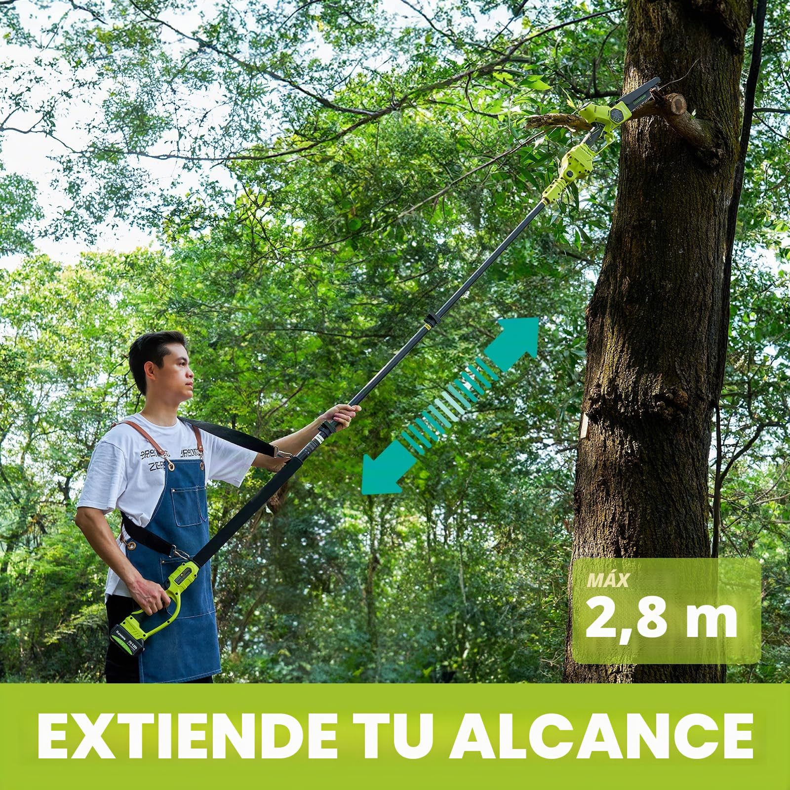 Supstable Mango Telescópico, Barra Telescópica para Podadora con Batería, Barra Extensible Compatible con Motosierras, Tijeras de Podar Eléctricas, Cortasetos y Otros Herramientas Eléctricas