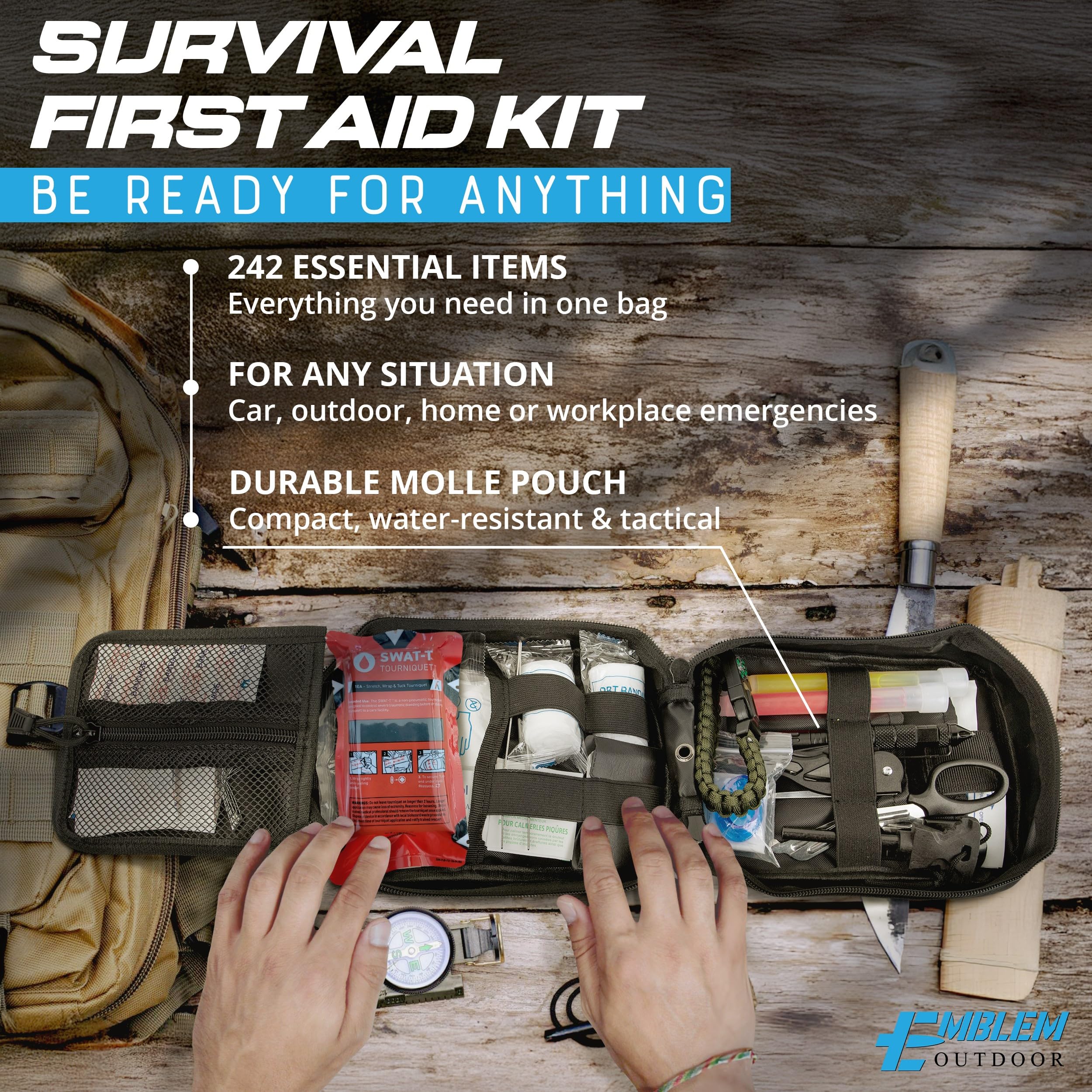 IFAK Trauma Kit mit Tourniquet | Taktisches Erste-Hilfe-Set für Camping, Wandern und Notfallvorbereitung | Survival Med Kit | Auto Erste Hilfe Stoppen Sie die Blutung | 1st Aid Medkit
