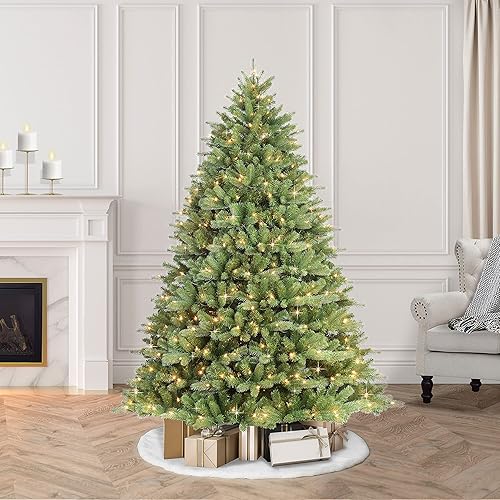 Miniatura 7 de Puleo International Árbol de Navidad artificial de abeto Douglas de 6.5 pies preiluminado con 550 luces transparentes listadas por UL, verde