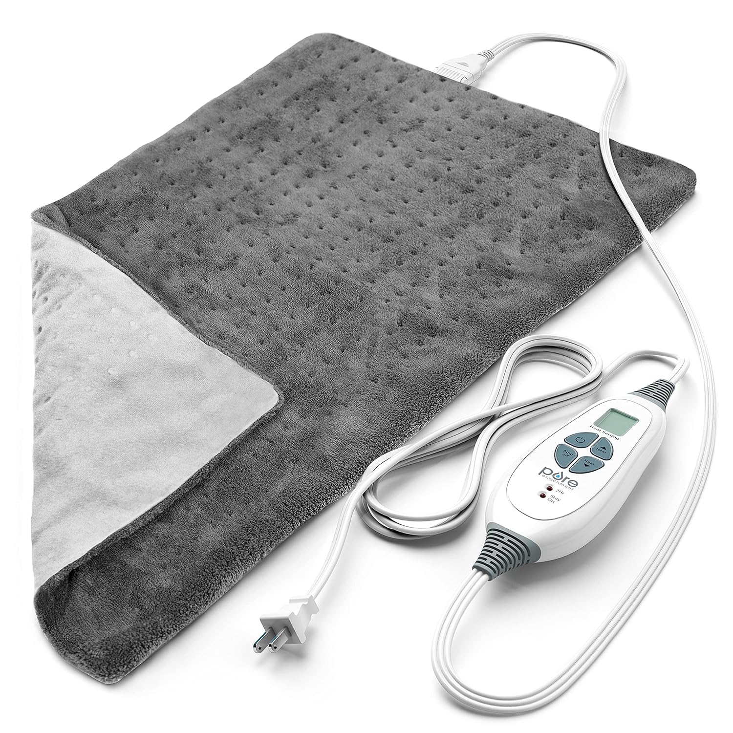 PureRelief XL King Size Heating Pad (12" x 24") with FastHeating