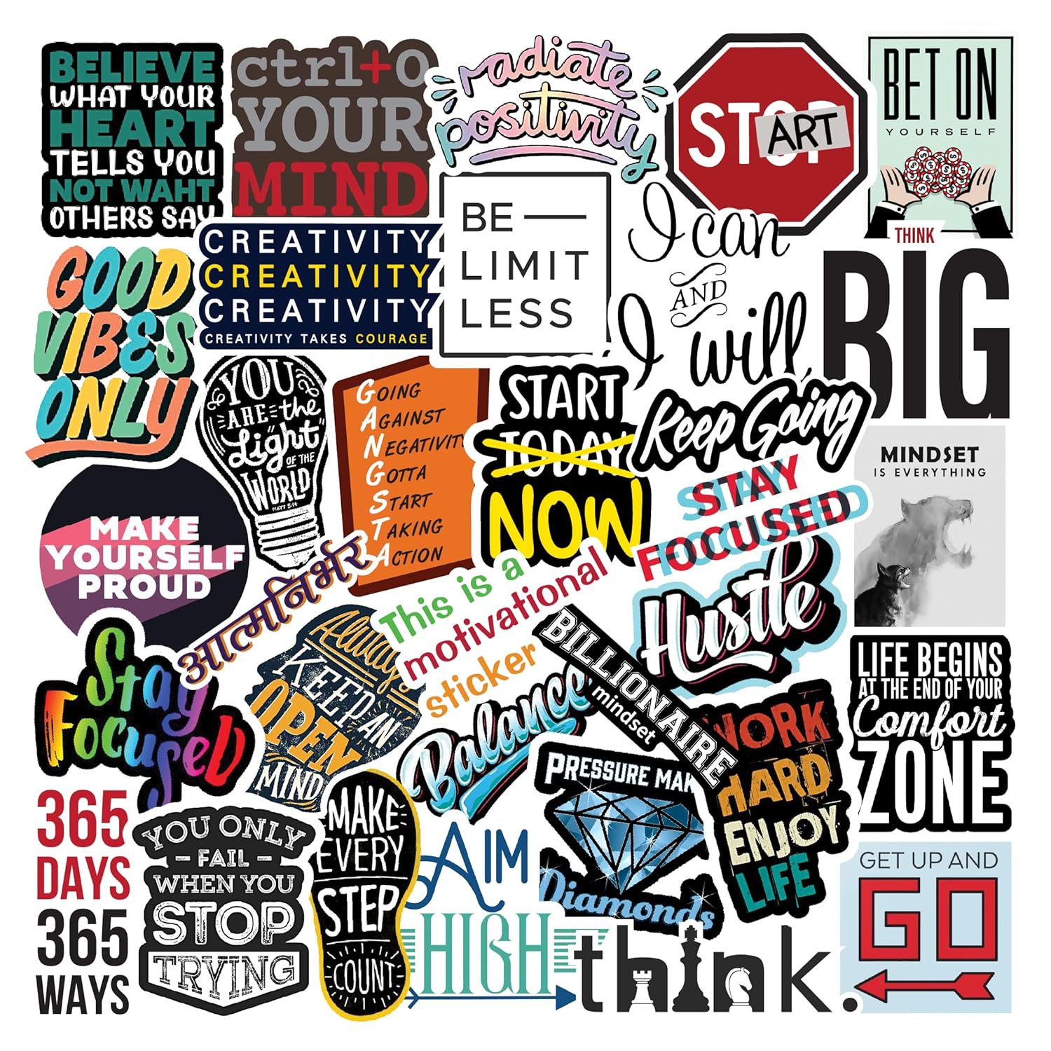 Vinyl Pack Of 58 – Motivation Inspiration Stickers For Laptop – Waterproof Residue Free Positive Words Motivational Inspirational Quote Sticker, self adhesive Vinyl Pack Of 58 – Motivation Inspiration Stickers For Laptop – Waterproof Residue Free Positive Words Motivational Inspirational Quote Sticker, self adhesive