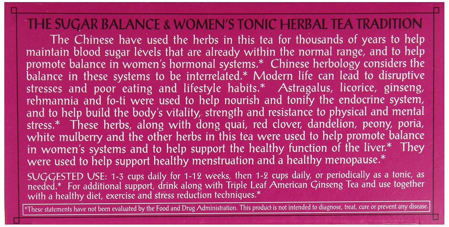 Triple Leaf Tea, Sugar Balance, 20 Tea Bags (Pack of 6)