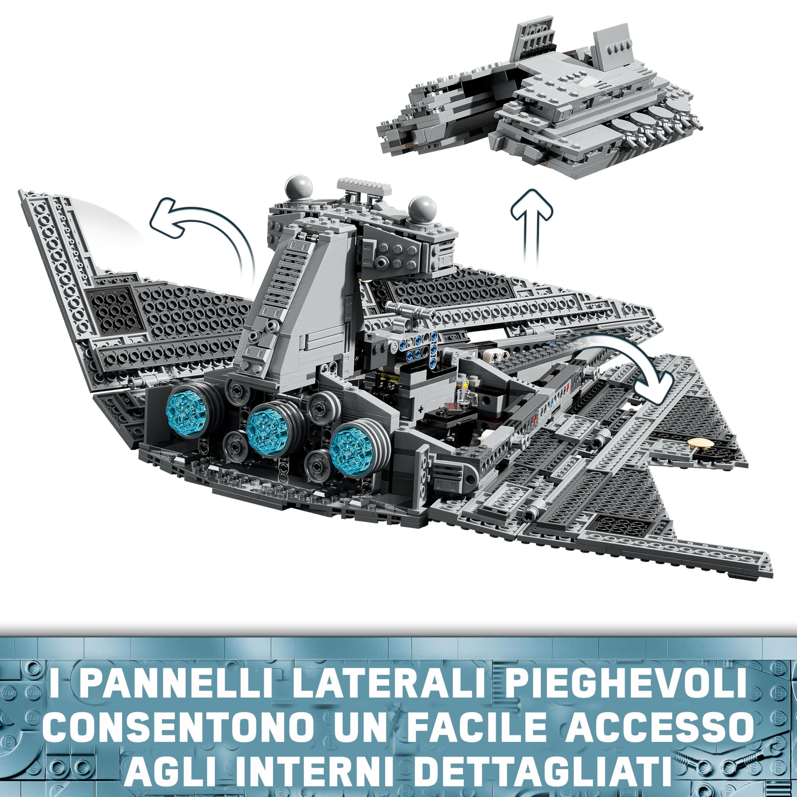 LEGO Star Wars 75394 Imperial Star Destroyer - Astronave Giocattolo da Costruire con Interni Dettagliati e 7 Minifigure Incluso Darth Vader - Regalo per Bambini 10+ e Fan Adulti di Una Nuova Speranza