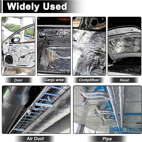 Vista 12 de uxcell 394mil 6.4 sqft almohadilla de estera impermeable para aislamiento del calor, aplicación en silenciador, tubo de escape de autos 40" x 24