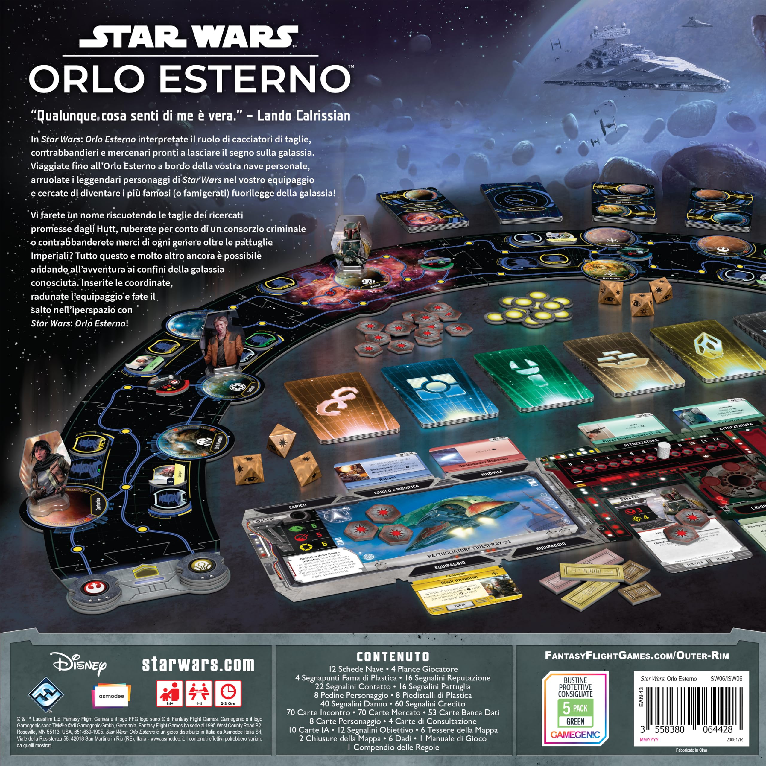 Asmodee, Star Wars: Orlo Esterno, Gioco da Tavolo, 1-4 Giocatori, 14+ Giocatori, Edizione in Italiano