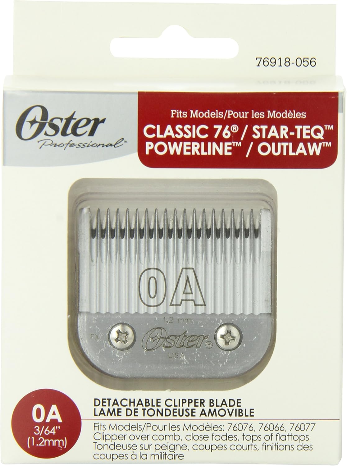 Oster Professional Arctic Collection Clipper/Trimmer Cool Touch Replacement Blade, Size #0A 3/64" (1.2 mm)