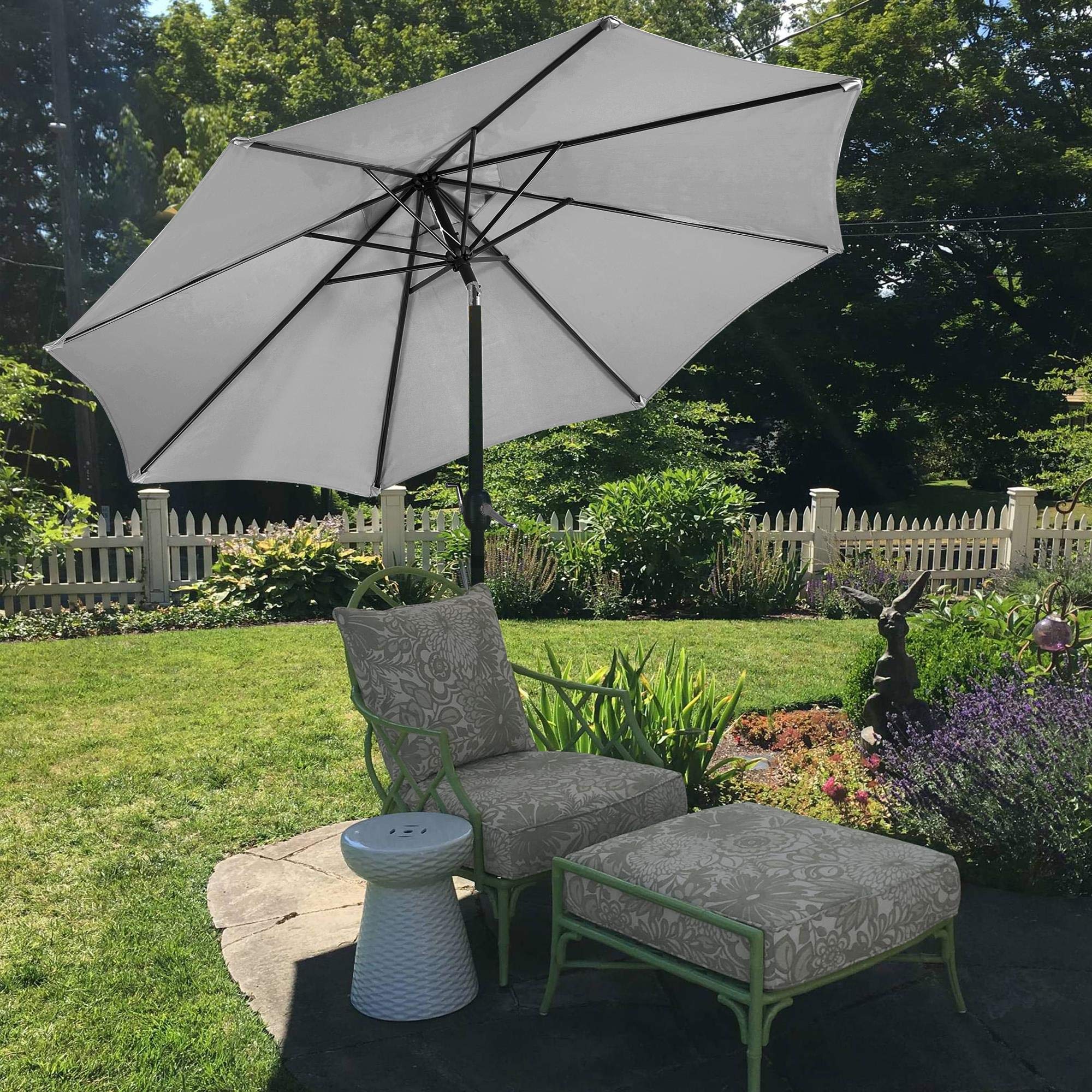 Yaheetech Sonnenschirm mit 24,7 kg Schirmständer auf Rollen Sonnenschirm Balkon mit ø50,6 cm Ständer Sonnenschirm-Set Balkonschirm mit Kurbel Gartenschirm