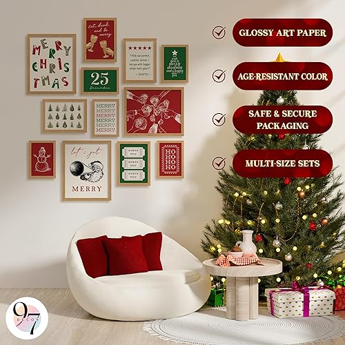 Miniatura 5 de 97 Decor Impresiones retro de Navidad sin marco, carteles de Navidad de moda para estética de habitación, ilustraciones clásicas de vacaciones,
