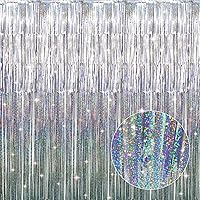 Vista 79 de GOER - Cortinas de tiras metálicas/oropel para fiestas, telón de fondo para fotos, cumpleaños, graduaciones, Año Nuevo, bodas, de 3.2 x 9.8 pies