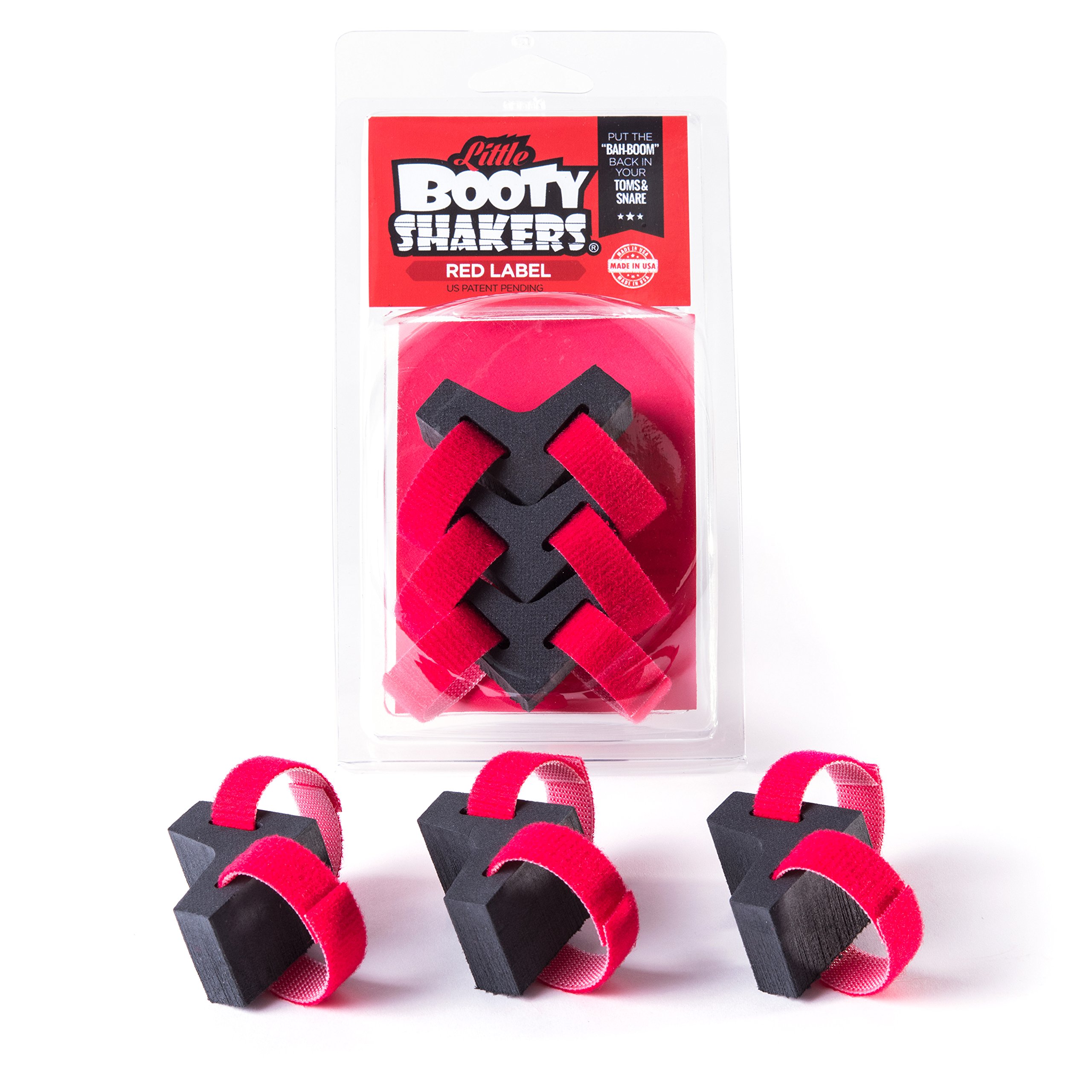Snare Drum and Tom-tom Isolation Mount – Fits all Brands of Drums - Little Booty Shakers (Red - 3 Pack)