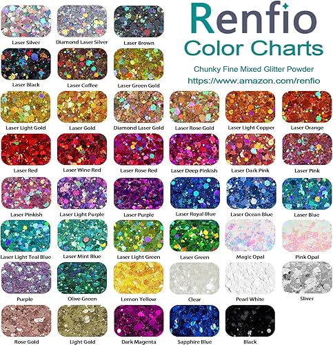 Miniatura 3 de Renfio Purpurina gruesa holográfica, 5.64 onzas, 5.64 oz, polvo de purpurina extrafina, mezcla de lentejuelas gruesas de PET a granel para arte de