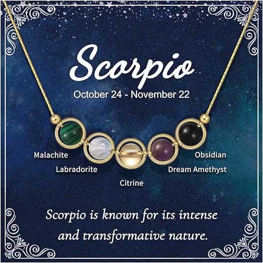 Birthday Gifts - Nymerianoble Natural Stone Zodiac Necklace Gifts for Women Girls Crystals and Healing Stones Necklaces Horoscope Necklace Gifts for Her Women