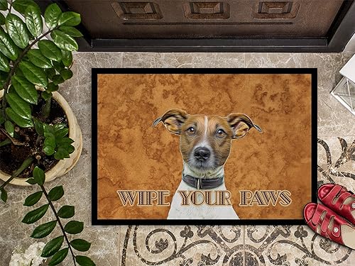 Miniatura 4 de Caroline's Treasures KJ1218MAT Jack Russell Terrier Wipe Your Paws - Tapete para puerta delantera, 18 x 27 pulgadas, para interiores y exteriores,