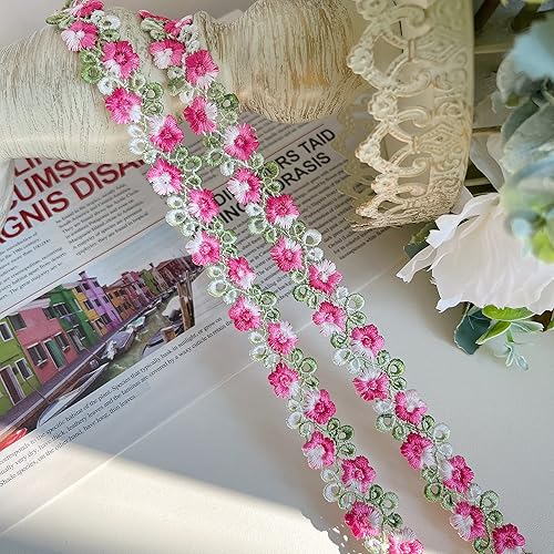 Cinta de encaje floral de arco iris, decoración bordada, apliques bordados, cinta para coser bricolaje, boda, novia, niños, decoración de vestidos,