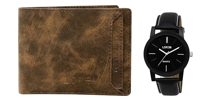 LOREM Wallet & Watch Combo (Brown) (ML-WL04LR01)