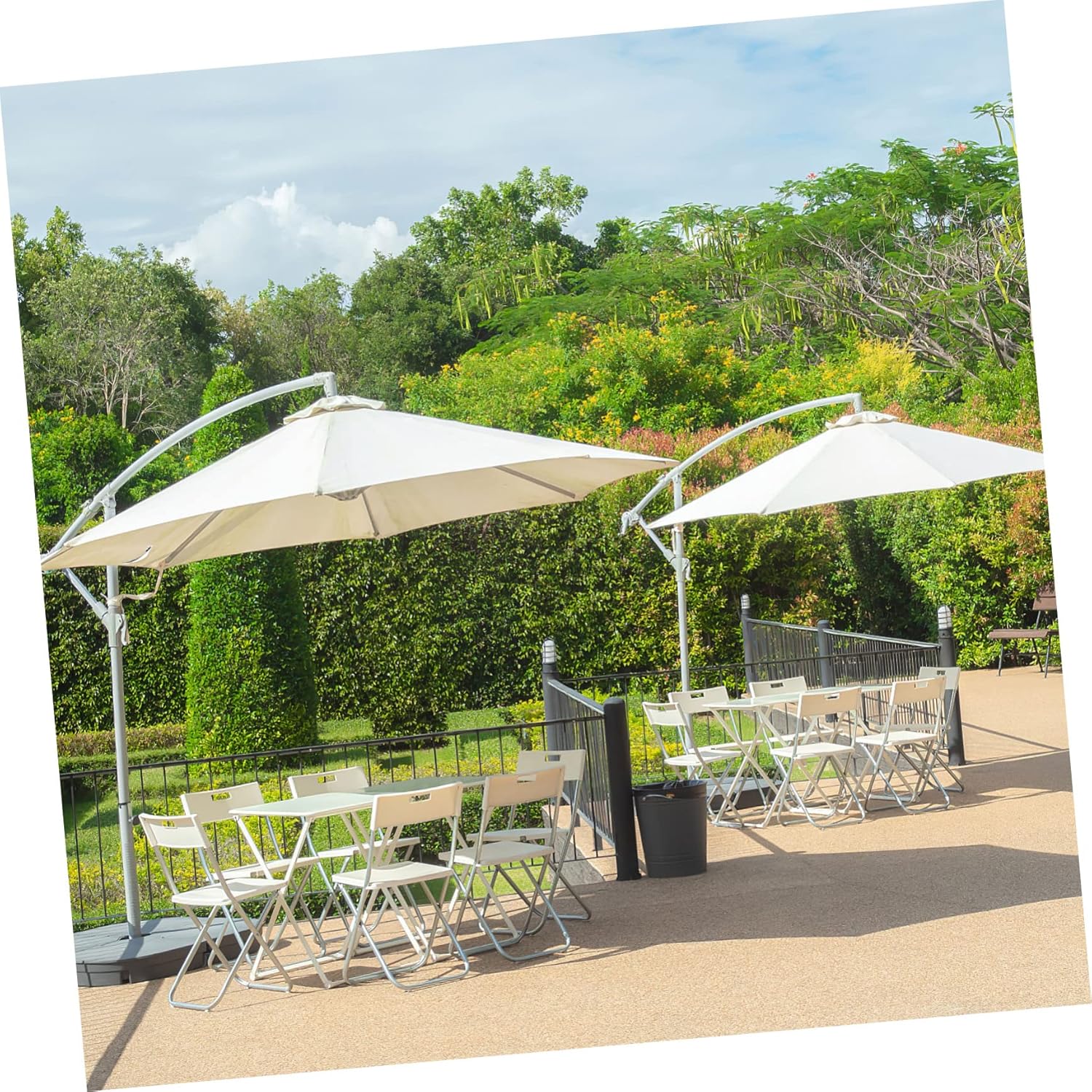 POPETPOP 2.7m 6 Bone Outdoor Patio Umbrella Replacement Canopy Beach Umbrella Top Large Cover Replacement Fabric for Yard