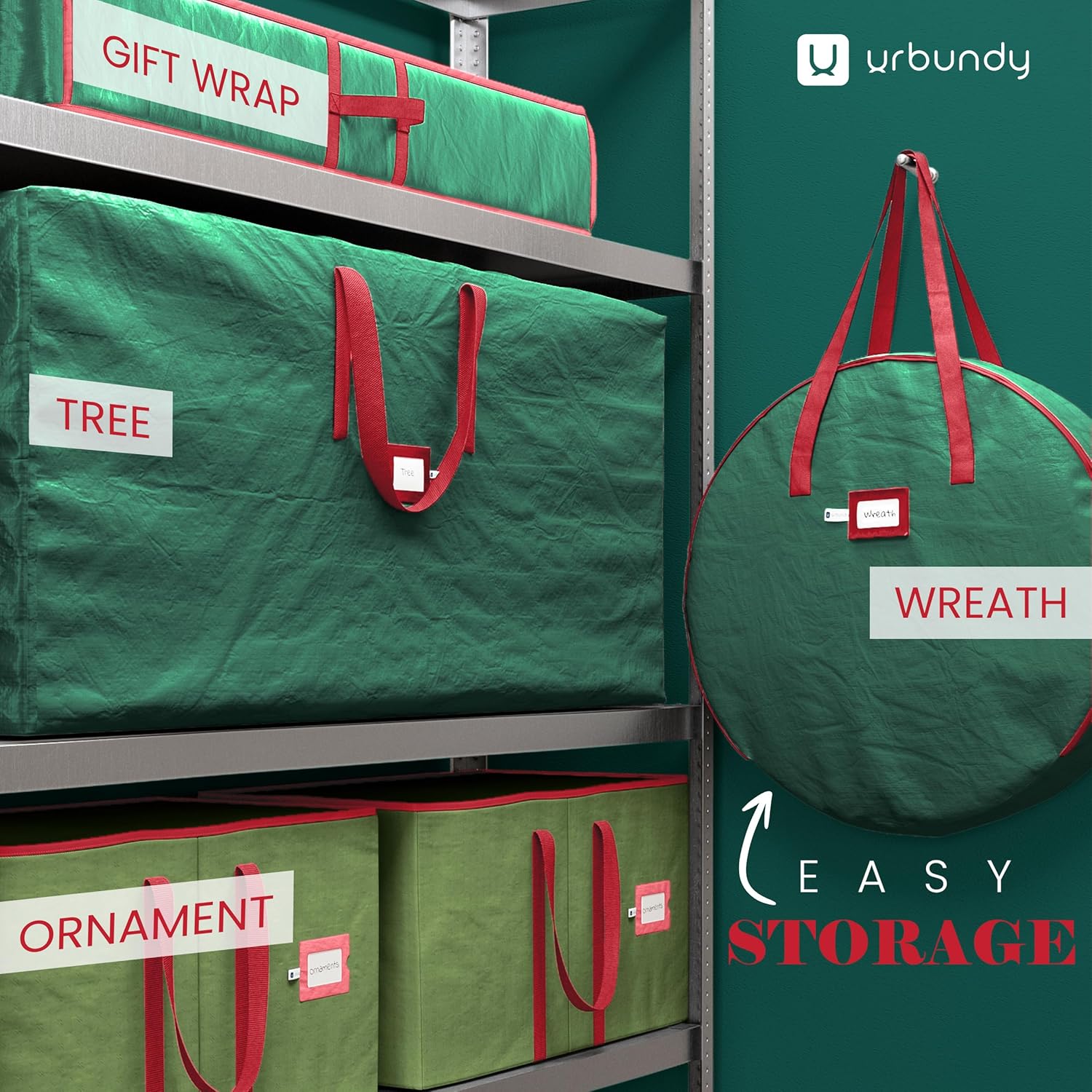 Heavy Duty Wreath Storage Bag 30 Inch, 2-Pack - Christmas Wreath Storage Container Green - Waterproof Plastic Material Wreaths Holder Storages - Holds 30 Inch Wreaths For Year Round