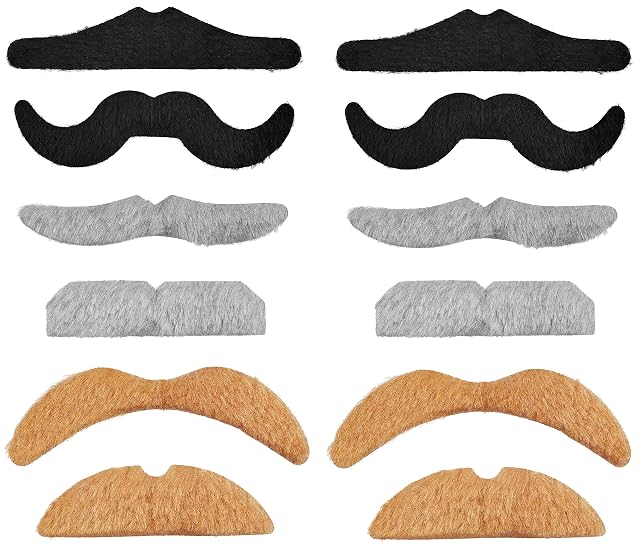 12 Piezas de Bigote Autoadhesivo Barbas Adhesivas Como un Accesorio Perfecto para las Señoras y los Disfraces…
