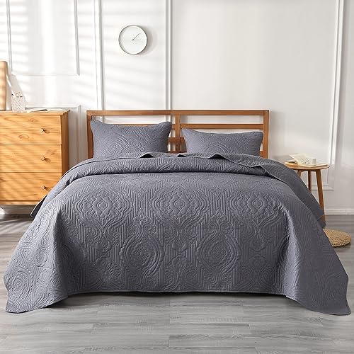 Miniatura 2 de ENJOHOS Colcha de verano tamaño King, edredón ligero de 3 piezas, colcha reversible de microfibra en relieve King con fundas de almohada para cama