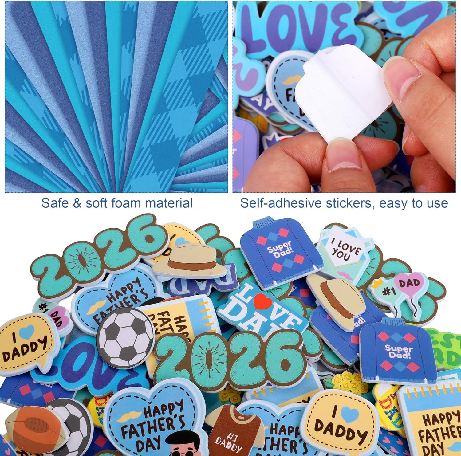 Fovths 24 Set Father's Day Picture Frames, Happy Father's Day Picture Frame Craft Kits with Foam Stickers Magnetic Adhesive Strips for DIY Gifts Craft Classroom Home Activities Party Decorations