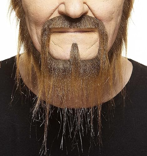 Mustaches Autoadhesivo, novedoso, barba falsa larga en cuclillas, pelo facial falso, accesorio de disfraz para adultos, color marrón