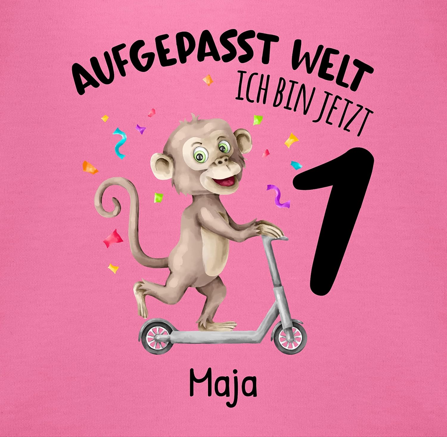 Personalisiertes Baby-T-Shirt 'Aufgepasst Welt Ich Bin Jetzt 1' – Für Jungen & Mädchen Zum 1. Geburtstag