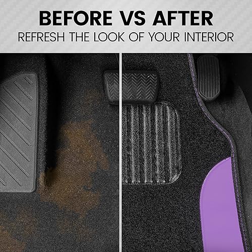 Miniatura 6 de BDK PolyPro - Juego completo de fundas de asiento de automóvil moradas con 4 alfombrillas para automóvil, dos tonos, se adapta a la mayoría de