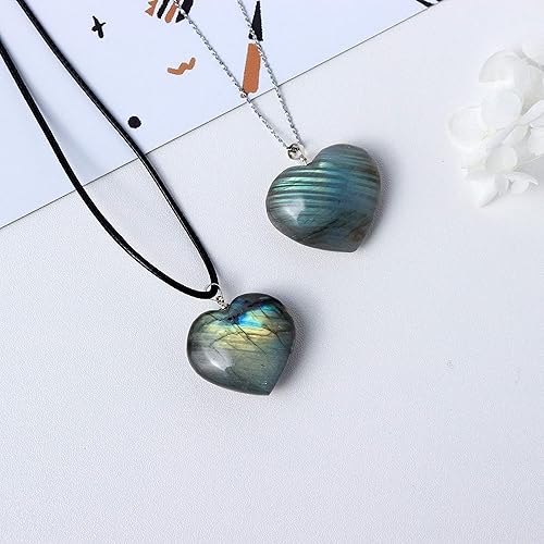 Miniatura 6 de Runyangshi Colgante de cristal de labradorita curativo natural, piedra lunar, piedra de palma, piedra pulgar, collar de energía Reiki, amuleto para