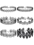 Choker Necklace Black Choker Lace Choker Gothic Necklace for Women Girls, Black, 6 Pieces