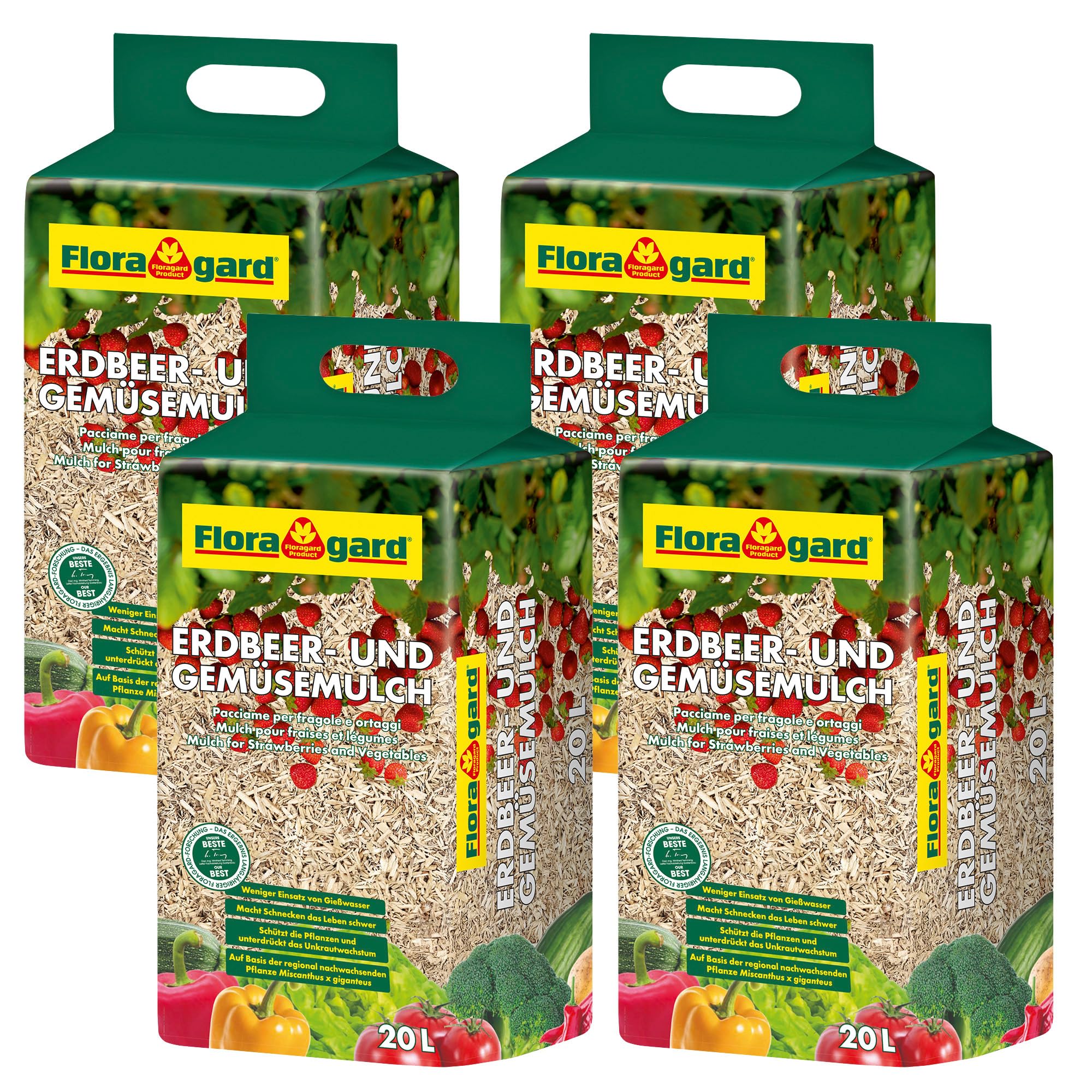 Floragard Erdbeer- und Gemüsemulch – Nachhaltiger Mulch aus Miscanthus