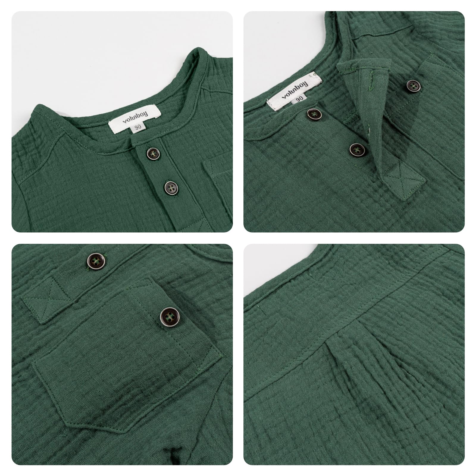 Volunboy Henley T Shirt à Manches Longues Bébés Garçon, Coton Décontracté T-Shirts Bouton Col Rond