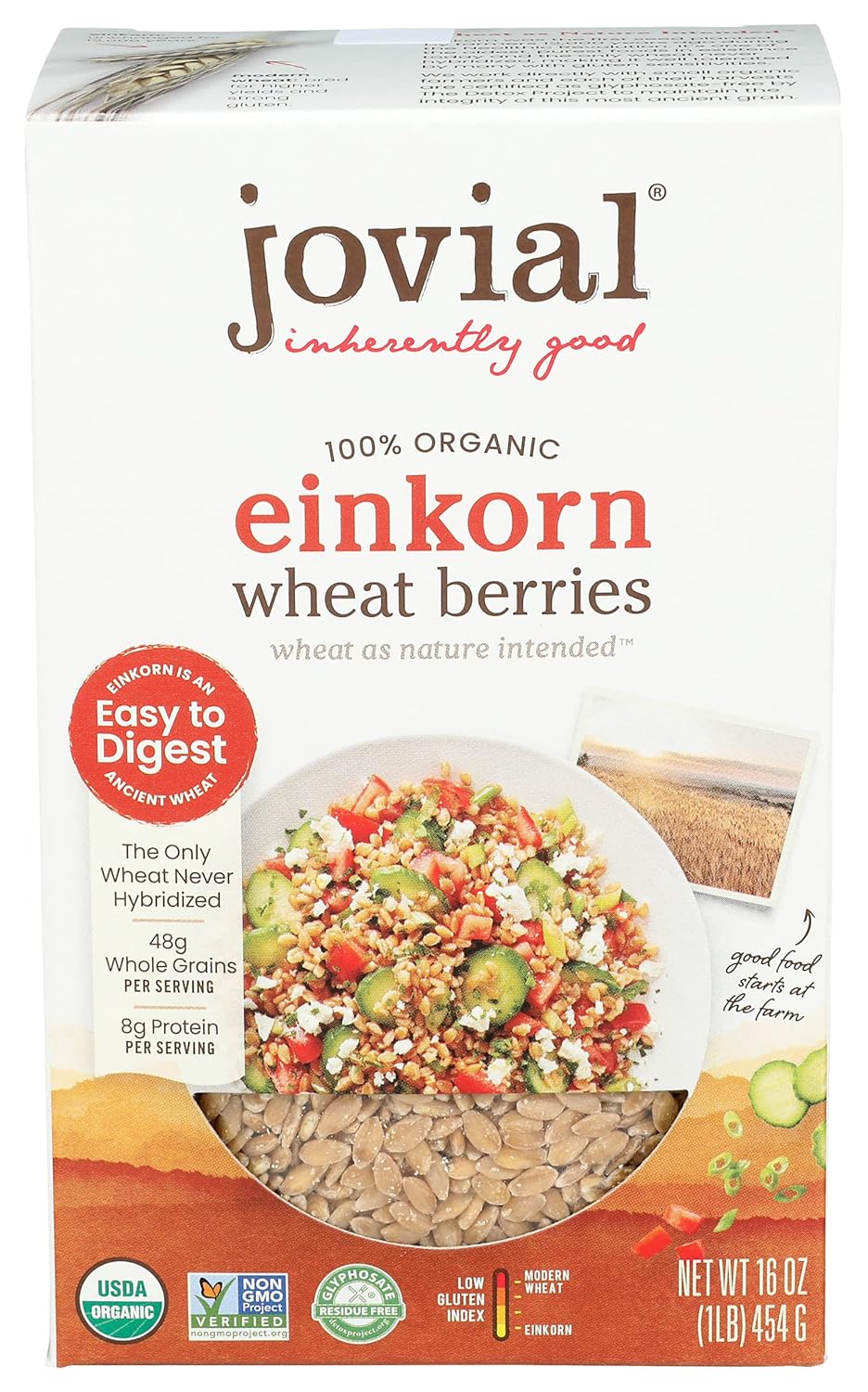 Jovial Foods Organic Einkorn Wheat Berries, 16.0Ounce