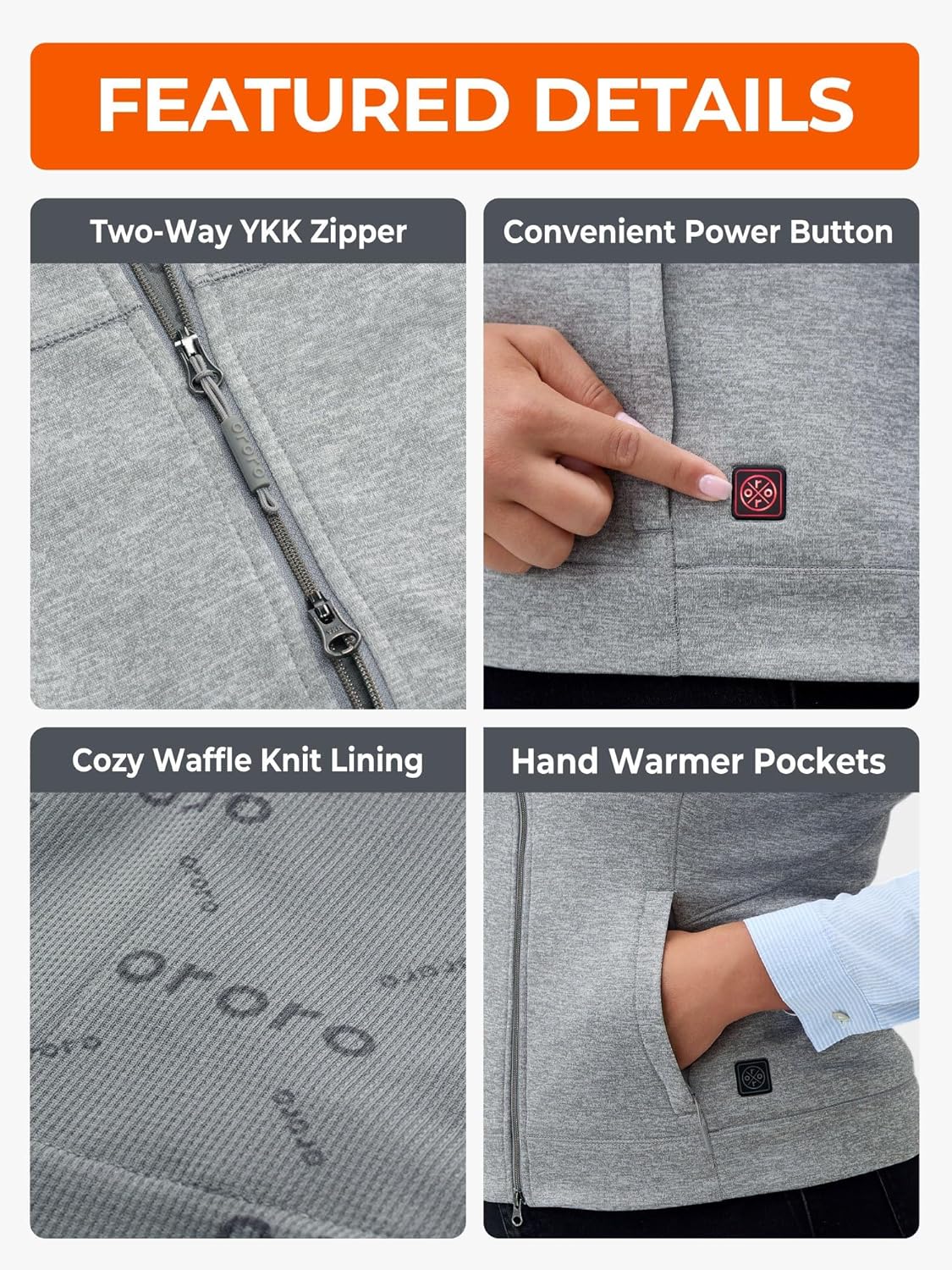 ORORO Women's Lightweight Heated Liner Vest with USB-C Rechargeable Battery, Heated Fleece Vest - Image 6