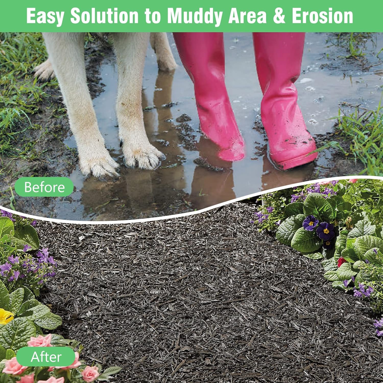 Buy Harmiden Recycled Rubber Mulch Roll Permanent Mulch Pathway Black