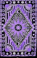 Vista 8 de ICC - Tapiz de teñido anudado de sol ardiente morado, celestial, luna, planeta, bohemio, para colgar en la pared, bohemio, hippie, hippie, tapiz