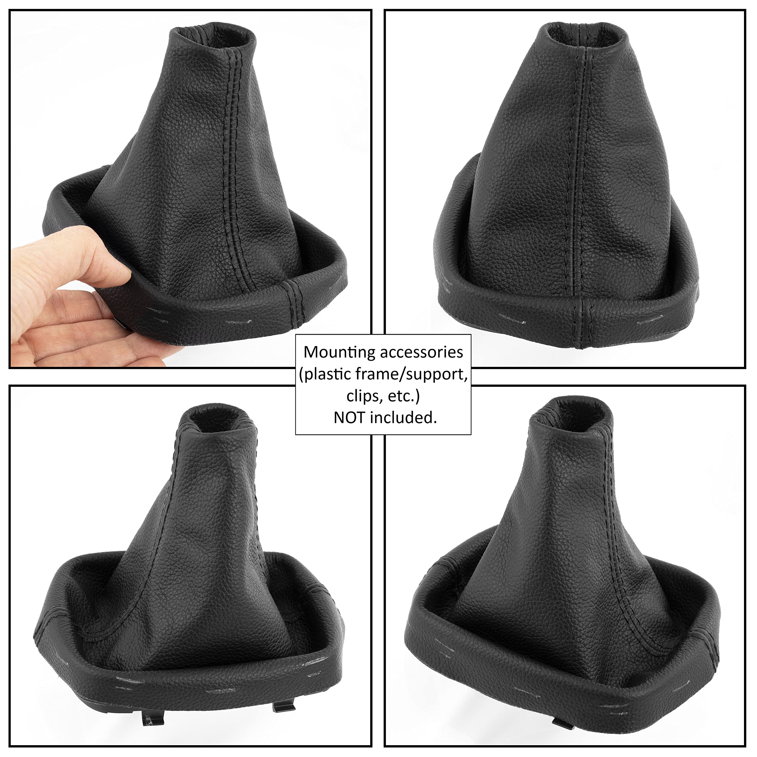 Aerzetix - C60283 - Cuffia per leva del cambio in vera pelle - compatibile con Hyundai i20 2008-2014 - colore: nero con cuciture nere - per cambio manuale