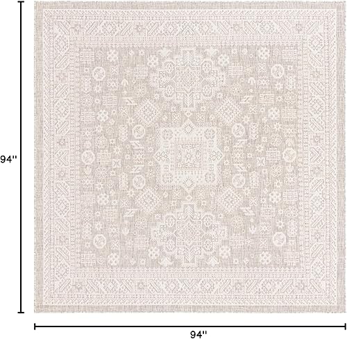 Miniatura 585 de Rugs.com Outdoor Aztec Collection Alfombra – 4 x 6 pies alfombra de tejido plano gris carbón perfecta para salas de estar, grandes comedores, planos