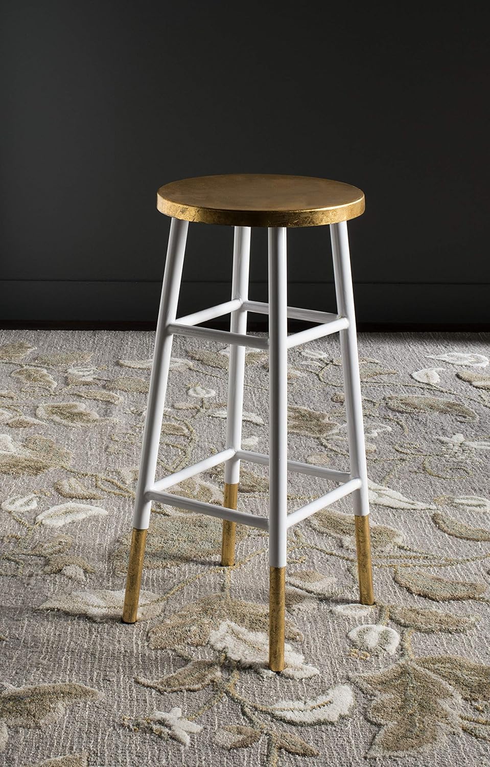Safavieh Home Collection Emery White and Dipped Gold Leaf 30-inch Barstool